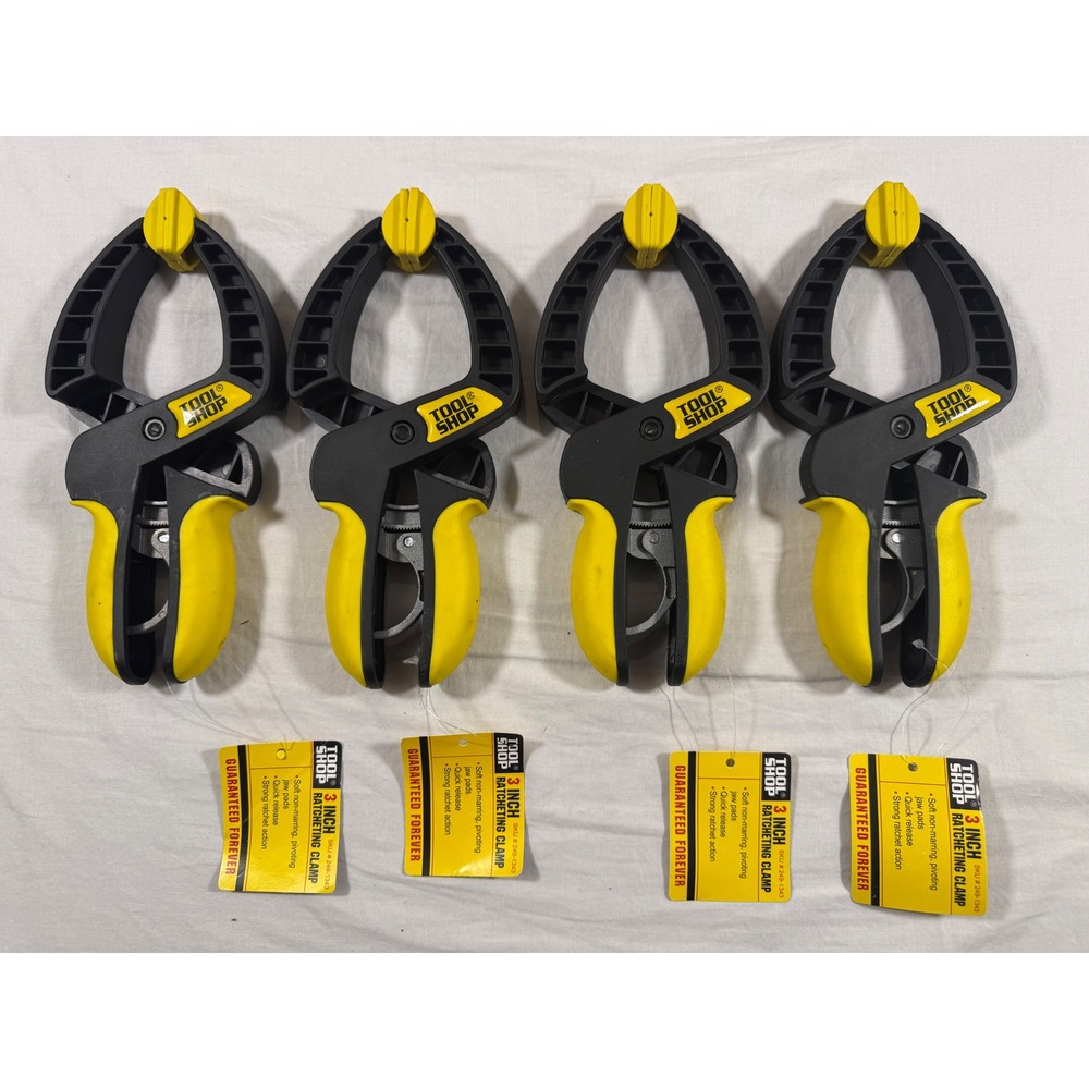 Tool Shop Ratcheting Clamp Set 4pc 3" Yellow NEW Quick Release 249-1343